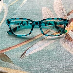 Blue Tortoiseshell Square Reading Glasses 2.25 strength blue light